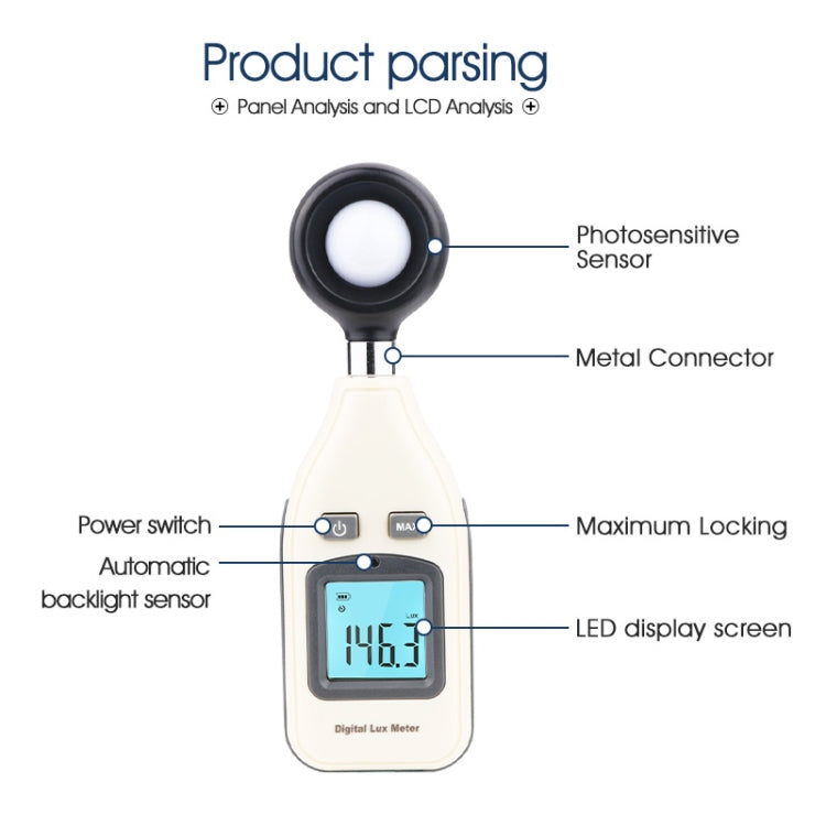 BENETECH Digital Light Lux Meter for Factory / School / House Various Occasion, Range: 0-200,000 Lux (GM1010)