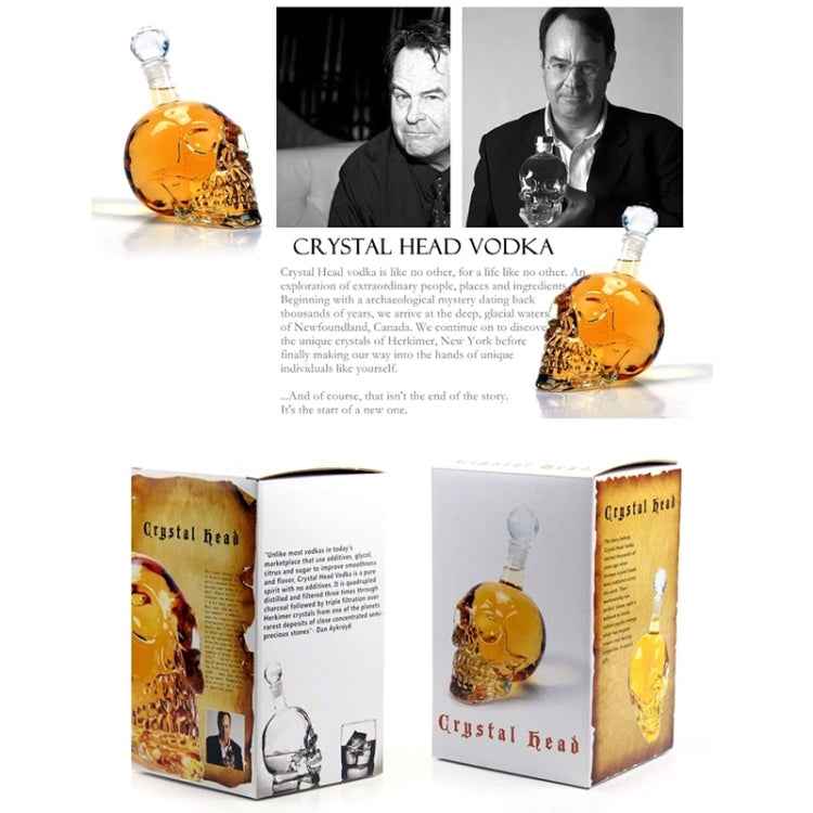 Crystal Glass Skull Bottle for Vodka & Whiskey & Beer Liqueur & Red Wine & Other Beverage, 350ML