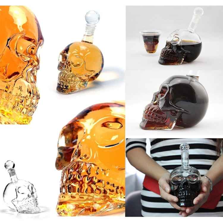 Crystal Glass Skull Bottle for Vodka & Whiskey & Beer Liqueur & Red Wine & Other Beverage, 550ML