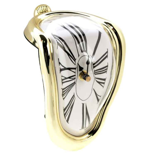 Roman Numeral Novelty Distorted Retro Timepiece Art Warp Chrome Melting Quartz Irregular Clock