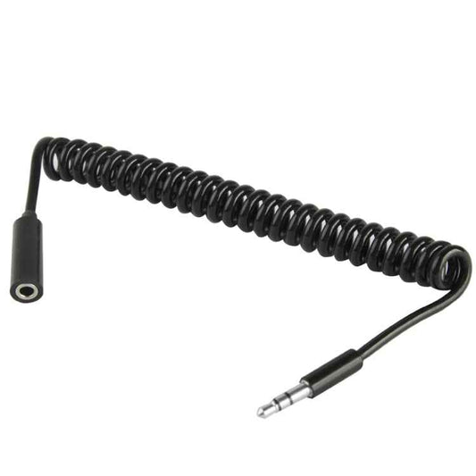 Spring Coiled 3.5mm Male to Female Aux Cable, Compatible with Phones, Tablets, Headphones, MP3 Player, Car/Home Stereo & More, Length: 20cm up to 80cm