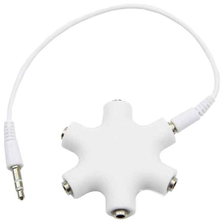 6 Ports Audio Splitter Headphone Connector with 3.5mm Audio Cable, Compatible with Phones, Tablets, Headphones, MP3 Player, Car/Home Stereo & More