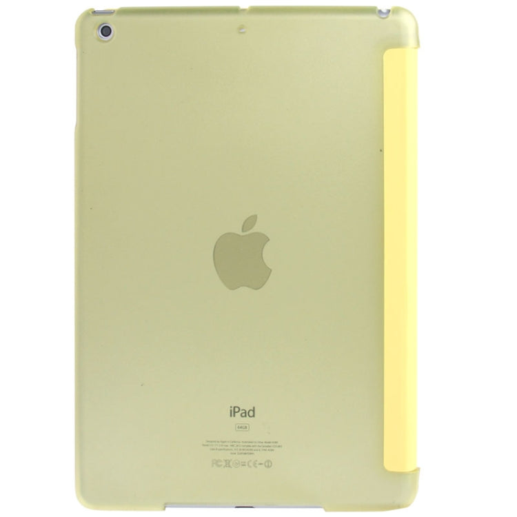 3-folding Leather Cover Frosted Plastic Case with Holder & Sleep / Wake-up Function for iPad Air