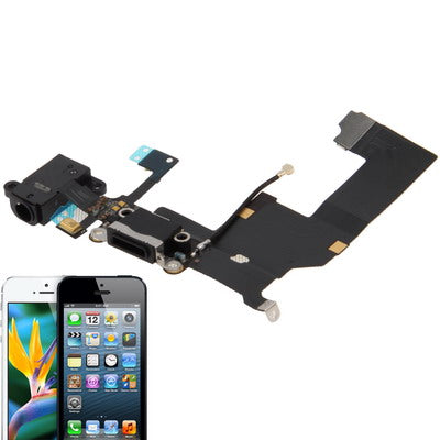 Original Tail Connector Charger Flex Cable + Headphone Audio Jack Ribbon Flex Cable for iPhone 5, For iPhone 5