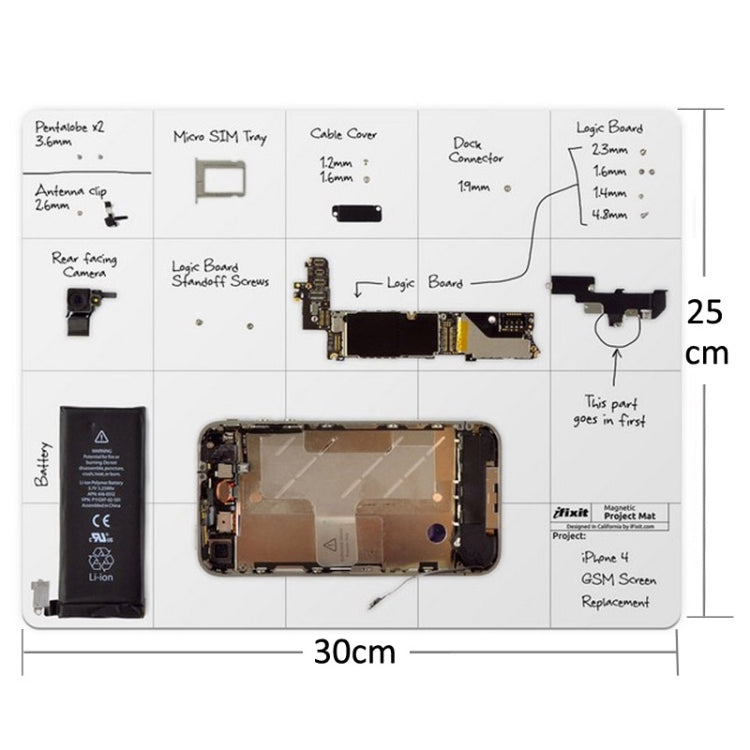 Magnetic Project Mat for iPhone / Samsung Repairing Tools, Size: 30cmx 25cm, 30cmx 25cm