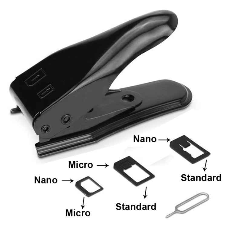 Dual Nano Sim Cutter for iPhone / Samsung / Huawei / Xiaomi  (With Nano SIM to Micro SIM Card Adapter + Nano SIM to Standard SIM Card Adapter + Micro SIM to Standard SIM Card Adapter + Sim Card Tray Holder Eject Pin Key Tool)