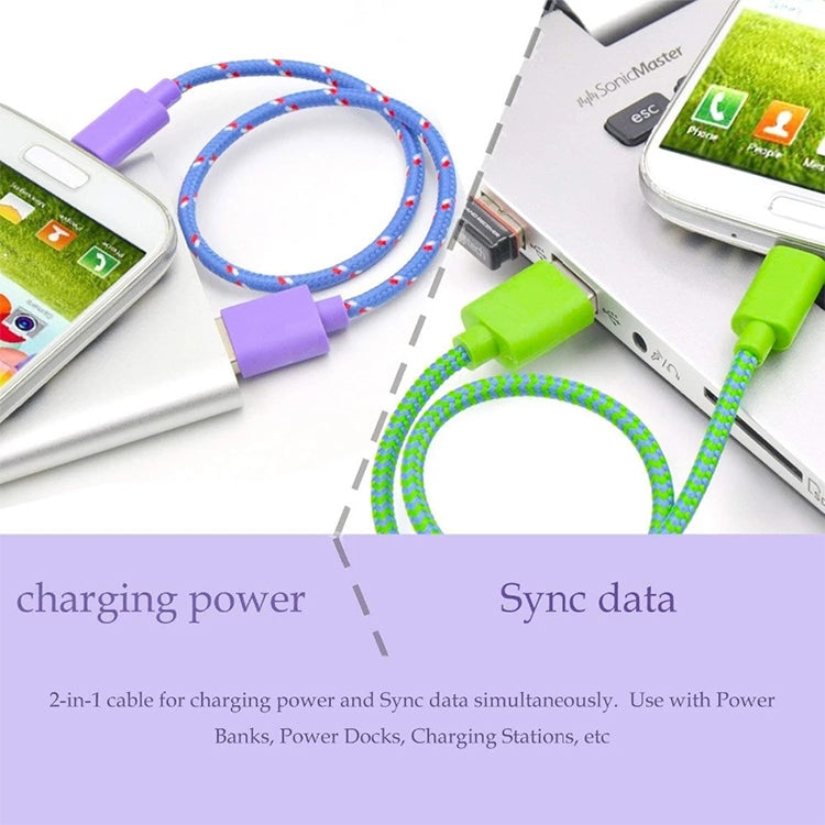 1m Nylon Netting USB Data Transfer Charging Cable For iPhone, iPad, Compatible with up to iOS 15.5