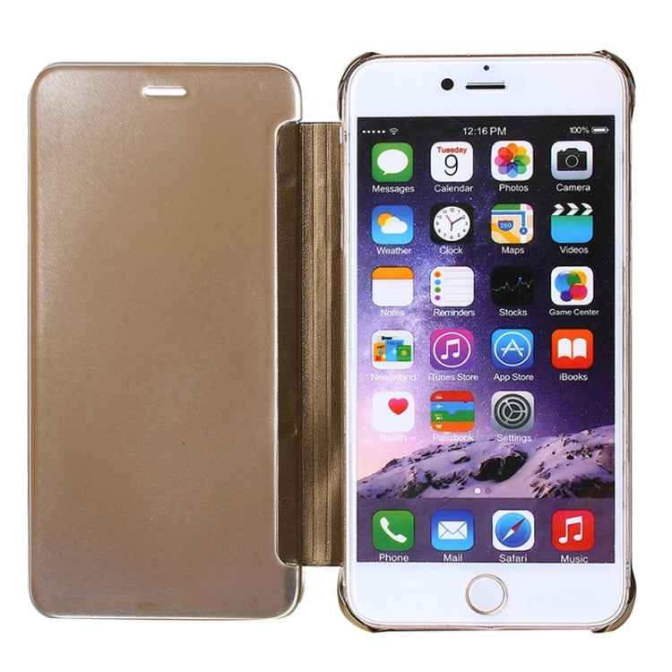 For iPhone 6 Plus & 6s Plus Electroplating Mirror Horizontal Flip PC + Leather Protective Case