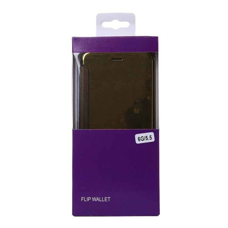 For iPhone 6 Plus & 6s Plus Electroplating Mirror Horizontal Flip PC + Leather Protective Case
