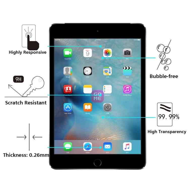 75 PCS 0.3mm 9H+ Surface Hardness 2.5D Tempered Glass Film for iPad 2 / iPad 3 / iPad 4