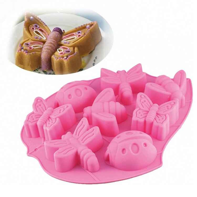 8-in-1 Insect Butterfly Dragonfly Beetle Shaped Silica Cake Mold