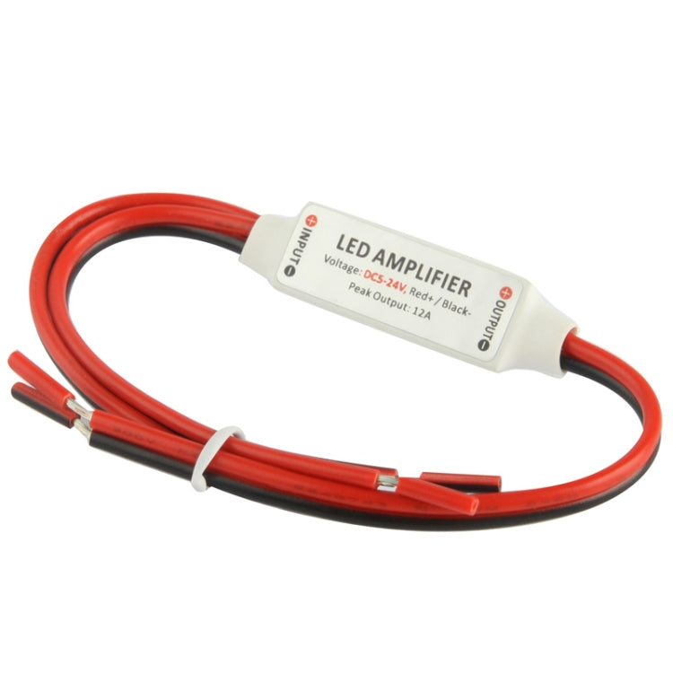 Mini LED Amplifier for Single Color 3528 / 5050 LED Strip, DC 5-24V / 12A
