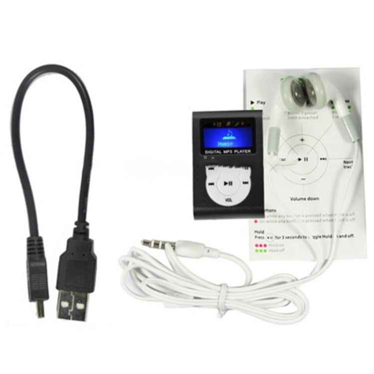 TF / Micro SD Card Slot MP3 Player with LCD Screen, Metal Clip