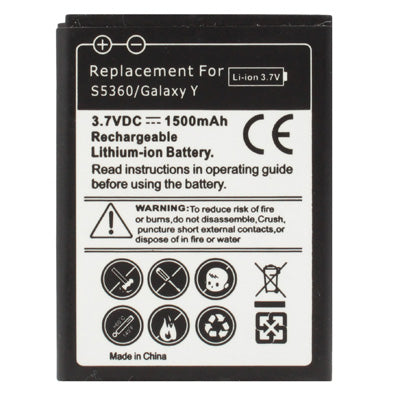 1500mAh Replacement Battery for Galaxy Y / S5360, Neutral 1500mAh