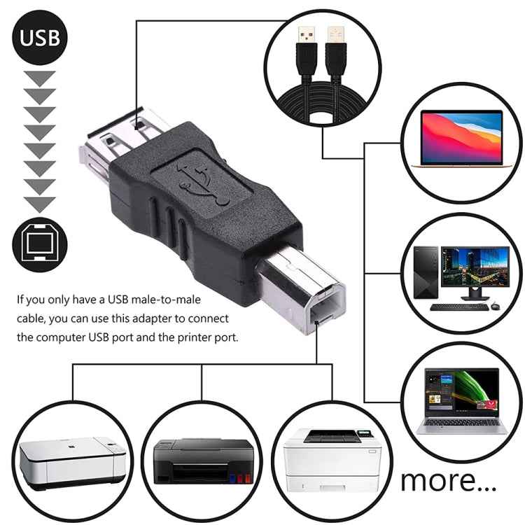 USB 2.0 A Female to B Male Adapter Connector AF to BM Converter for Printer
