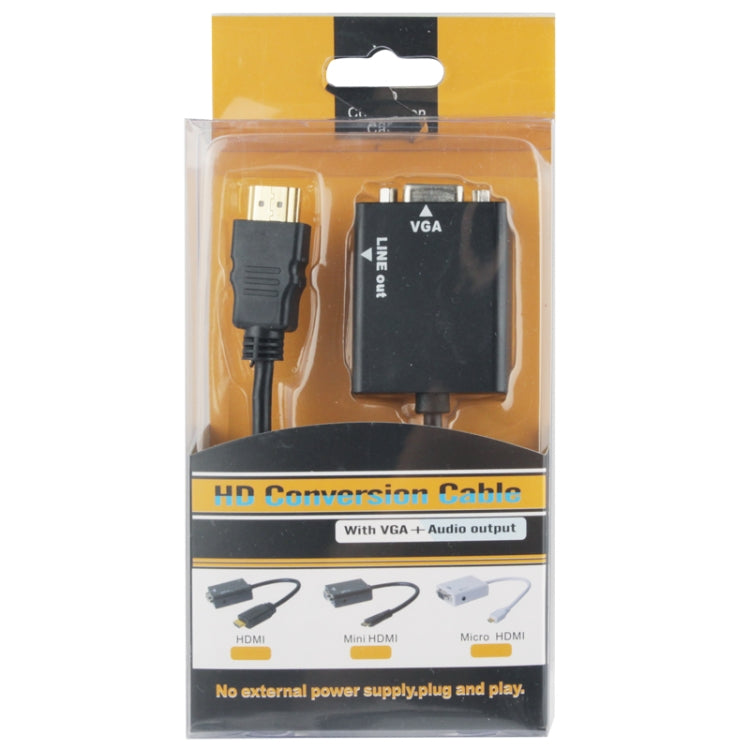 26cm HDMI to VGA + Audio Output Video Conversion Cable with 3.5mm Audio Cable, Support Full HD 1080P