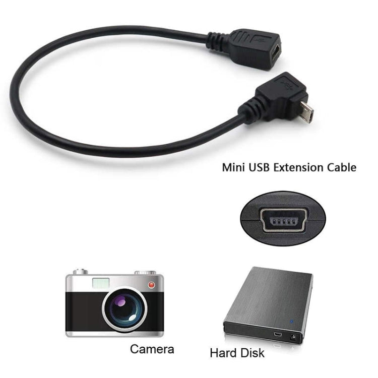90 Degree Mini USB Male to Mini USB Female Adapter Cable, Length: 25cm