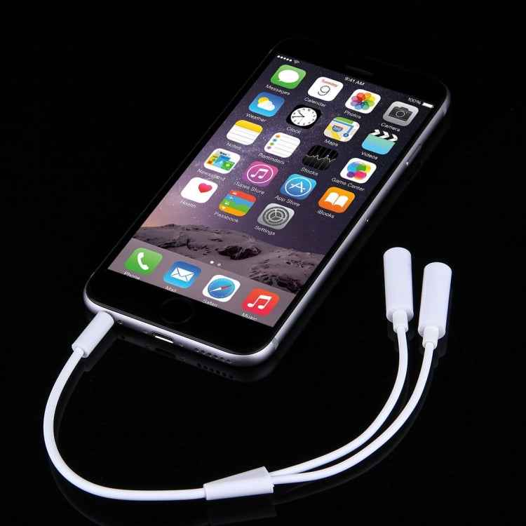 3.5mm Male to 2 Female Plug Jack Stereo Audio Cable for iPhone 6S & 6S Plus & 6 & 6 Plus & 5, iPad Air 2 & Air, Samsung, iPod Laptop, MP3, Length: 24cm