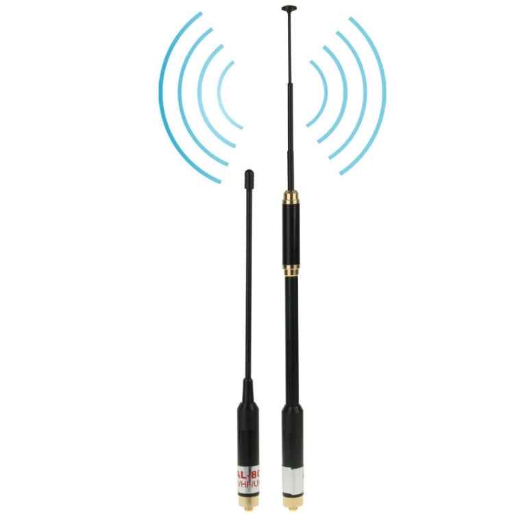 AL-800 Dual Band 144/430MHz High Gain SMA-F Telescopic Handheld Radio Dual Antenna for Walkie Talkie, Antenna Length: 22cm / 86cm