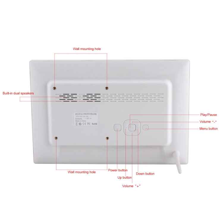 12.1 inch Digital Photo Frame with Holder & Remote Control, Allwinner F16 Program, Support SD /  MMC / USB Flash Disk