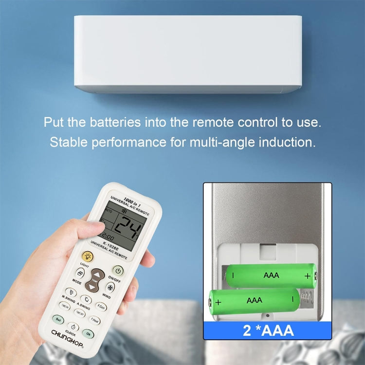 Chunghop K-1028E 1000 in 1 Universal A/C Remote Controller with Flashlight