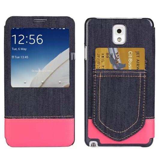 Jeans Style Flip Leather Case with Credit Card Slots & Call Display ID for Galaxy Note III / N9000