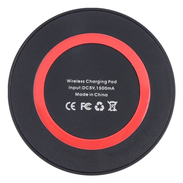 Universal QI Standard Round Wireless Charging Pad (White + Red)