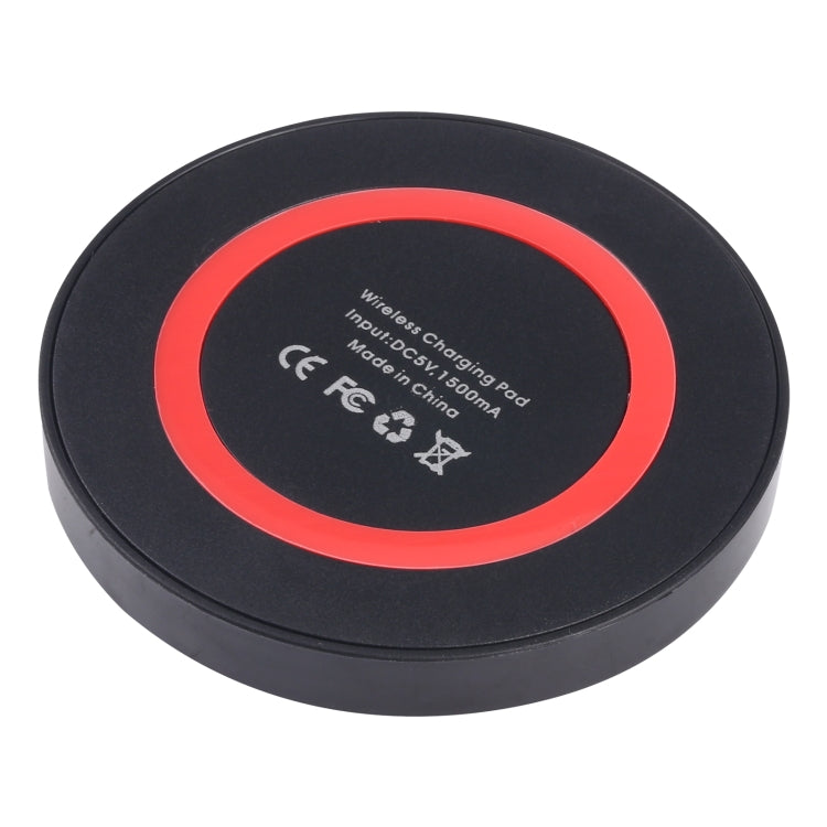 Universal QI Standard Round Wireless Charging Pad (White + Red)