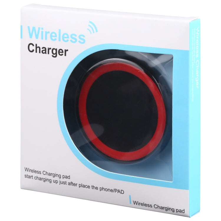 Universal QI Standard Round Wireless Charging Pad (White + Red)