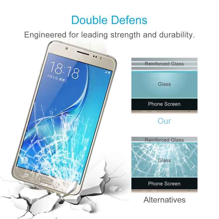 50 PCS HAWEEL 0.26mm 9H+ Surface Hardness 2.5D Explosion-proof Tempered Glass Film for Galaxy J7 / J700