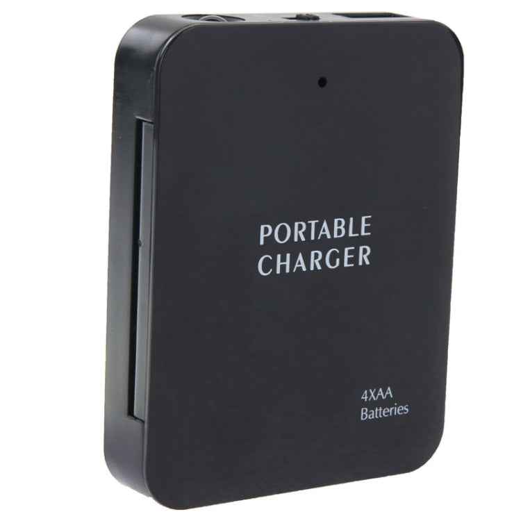 USB 2.0 4 x AA Batteries Box Portable Charger with Flashlight