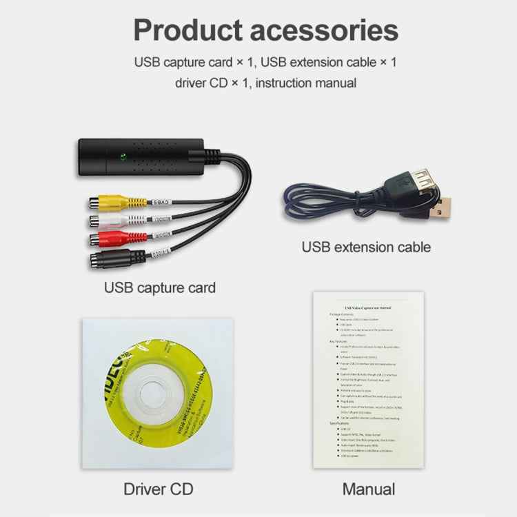DVD Maker USB 2.0 Video Capture & Edit (Easy CAP), Support MPEG-1/MPEG-2 Compression Format, Chip: MA2106, DC60