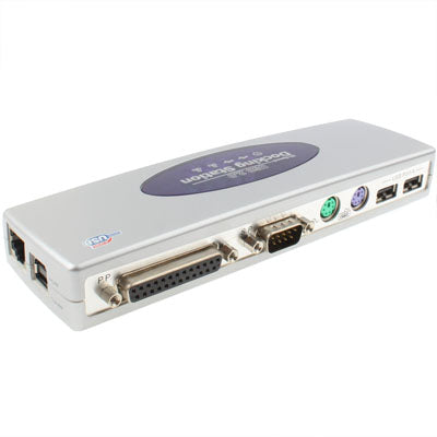 Hi-speed USB 2.0 Docking Station with 8 Ports (2xUSB 2.0 + PS2 Mouse + PS2 Keyboard + RS232 + DB25 + LAN + Upstream),Black