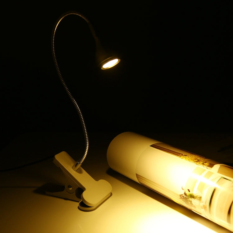 3W 360 Degree Rotation USB Metal Flexible Neck LED Light with Switch & Clip (Warm White Light Silver)