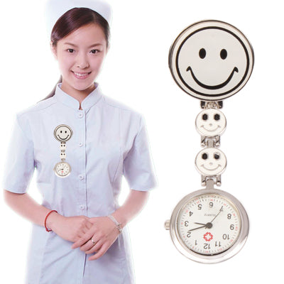 Smile Style Portable Alloy Nurse Round Quartz Wristwatch Watch with Pin, Smile Style (White)