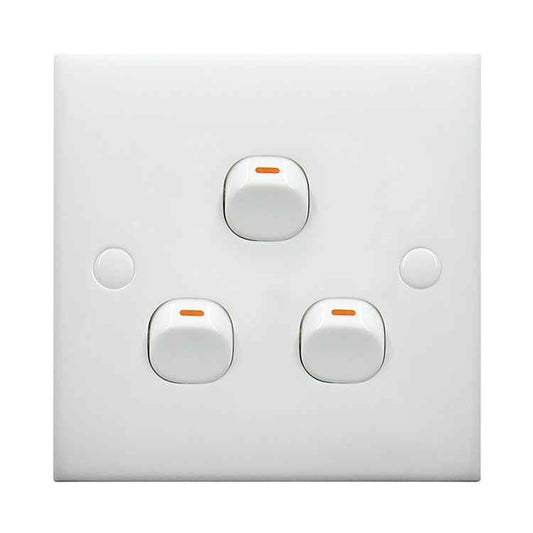 Electric Wall Switch (Size: 86 x 86mm), 3 Switch