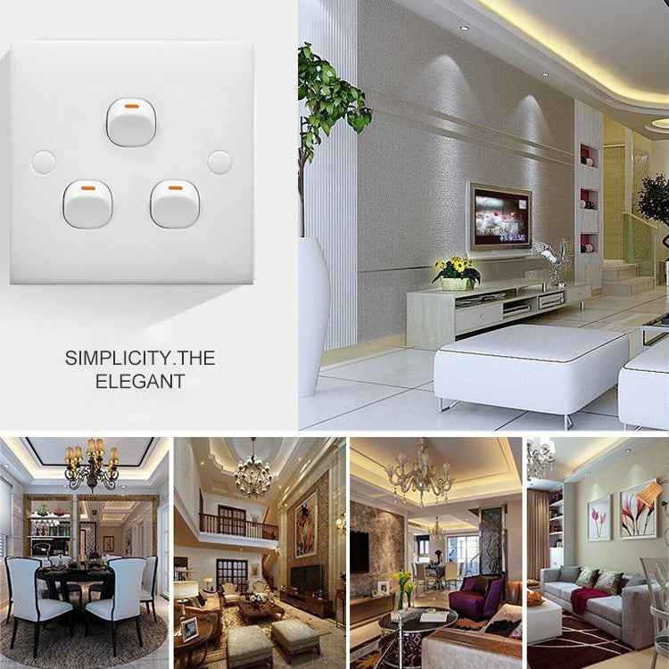 Electric Wall Switch (Size: 86 x 86mm), 3 Switch
