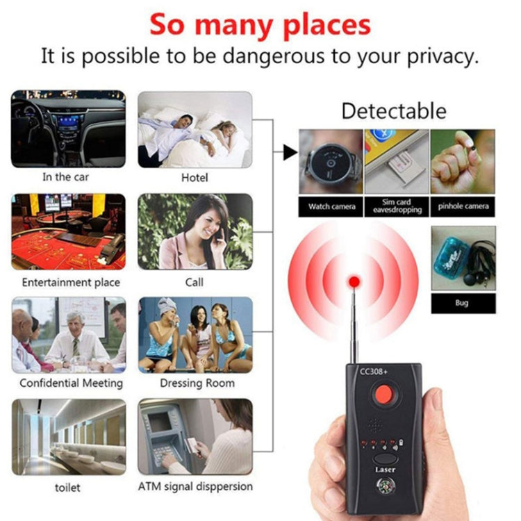 CC308+ Multi-Detector Full-Range All-Round Detector For Hidden Mini Camera / IP Lens/ GMS / RF Signal Detector Finder
