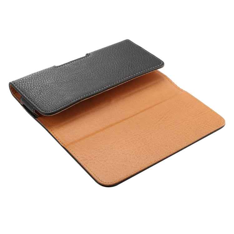 5.7 inch Litchi Texture Vertical Flip Thwartwise Leather Case / Waist Bag for Galaxy S8+ / S9+ / Note 8, iPhone 8 Plus / 7 Plus(Black)