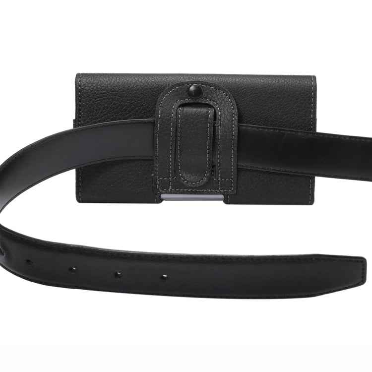 5.7 inch Litchi Texture Vertical Flip Thwartwise Leather Case / Waist Bag for Galaxy S8+ / S9+ / Note 8, iPhone 8 Plus / 7 Plus(Black)