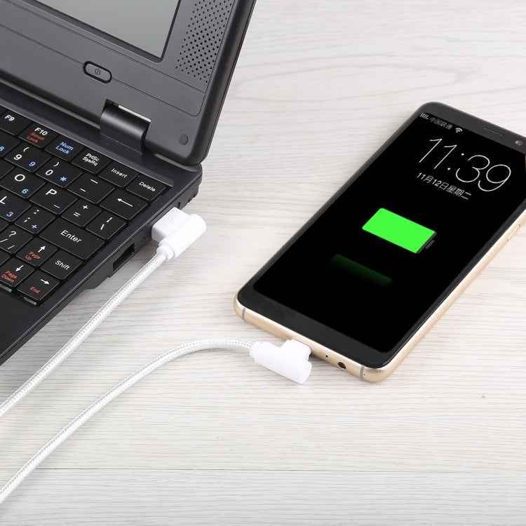 1.2m 2A 90 Copper Wires Woven Elbow USB-C / Type-C 3.1 to USB 2.0 Data / Charger Cable