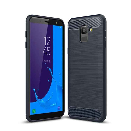 Brushed Texture Carbon Fiber Shockproof TPU Case for Galaxy J6 2018 (EU Version)