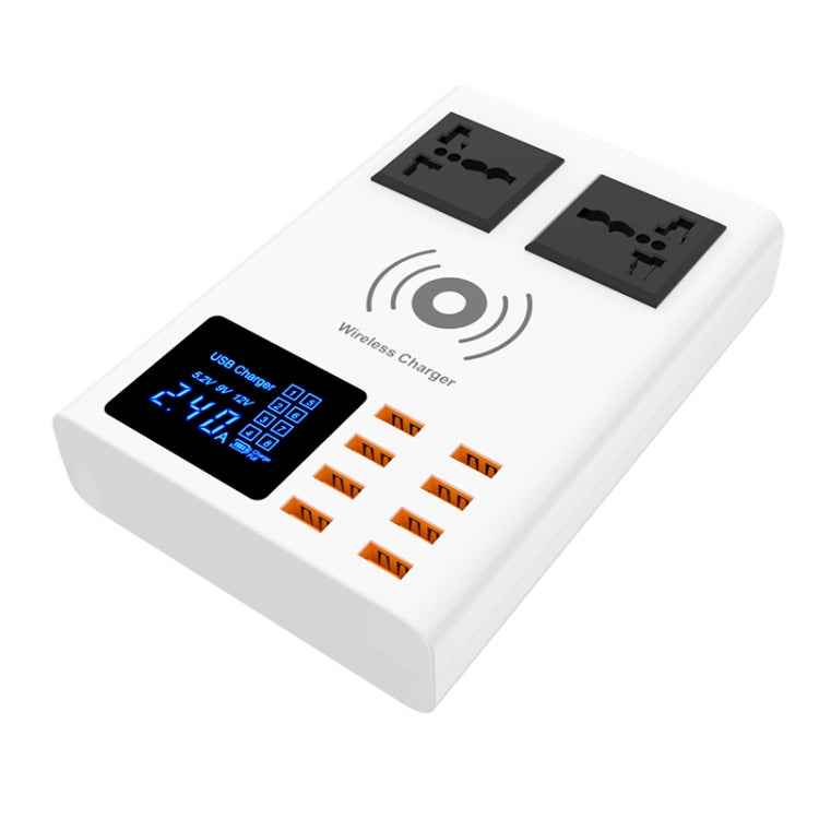 YC-CDA10W 10W Multi Port USB Intelligent Digital Display Fast Charging Wireless Charger, UK Plug