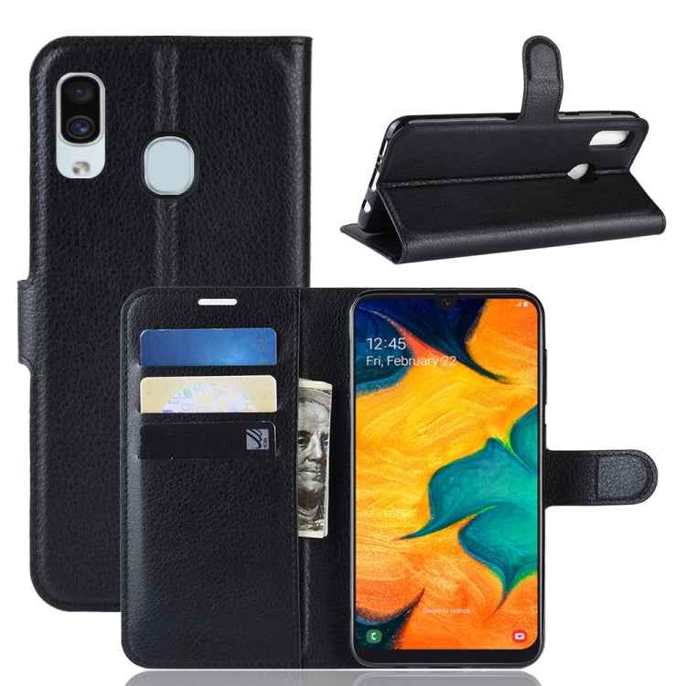 Litchi Texture Horizontal Flip Leather Case for Galaxy A30, with Wallet & Holder & Card Slots