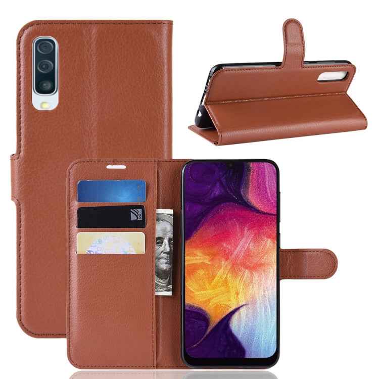 Litchi Texture Horizontal Flip Leather Case for Galaxy A50, with Wallet & Holder & Card Slots