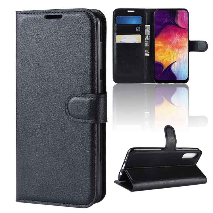 Litchi Texture Horizontal Flip Leather Case for Galaxy A50, with Wallet & Holder & Card Slots