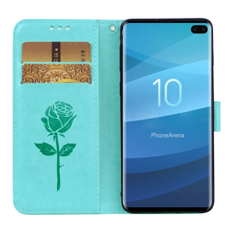 Rose Embossed Horizontal Flip PU Leather Case for Galaxy S10 Plus, with Holder & Card Slots & Wallet, For Samsung Galaxy S10 Plus