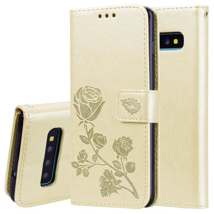 Rose Embossed Horizontal Flip PU Leather Case for Galaxy S10 Plus, with Holder & Card Slots & Wallet