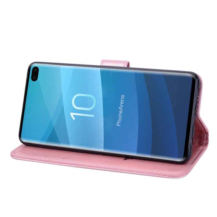 Rose Embossed Horizontal Flip PU Leather Case for Galaxy S10 Plus, with Holder & Card Slots & Wallet