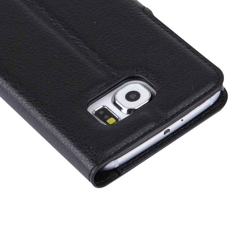 For Galaxy S6 / G920 Litchi Texture Horizontal Flip Leather Case with Holder & Card Slots & Wallet